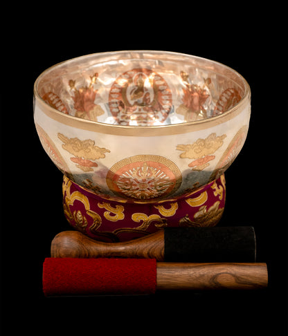 New Silver Etched Buddha Singing Bowl G#3 207Hz (NCP) S16353