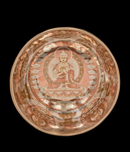 New Silver Etched Buddha Singing Bowl G#3 207Hz (NCP) S16353