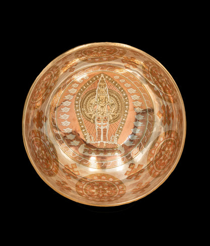 Silver Avalokiteshvara Etched Singing Bowl F#3 180Hz 8" S16354