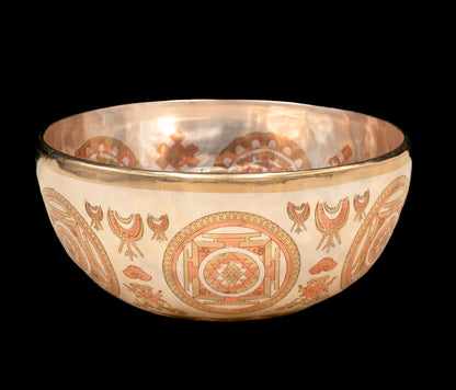 Silver Avalokiteshvara Etched Singing Bowl F#3 180Hz 8" S16354